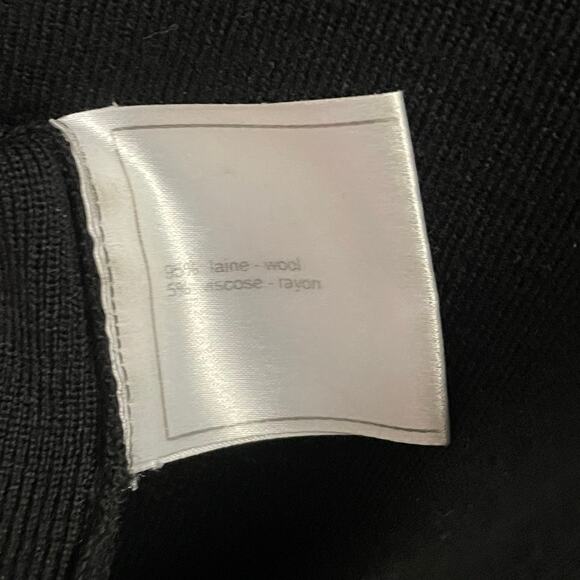 Vintage Chanel Wool Blend Knit V Neck Logo Top Black Womens 46 / US 14 AS IS - Picture 11 of 12